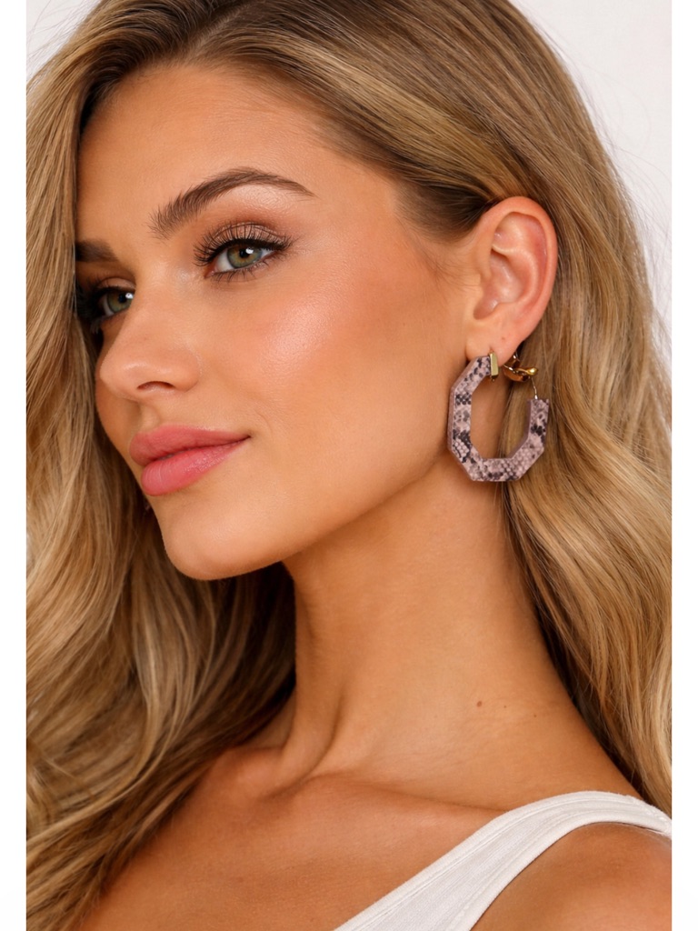 New Panacea Snakeskin Print Hoop Statement Earrings Sexy Pierced 13$